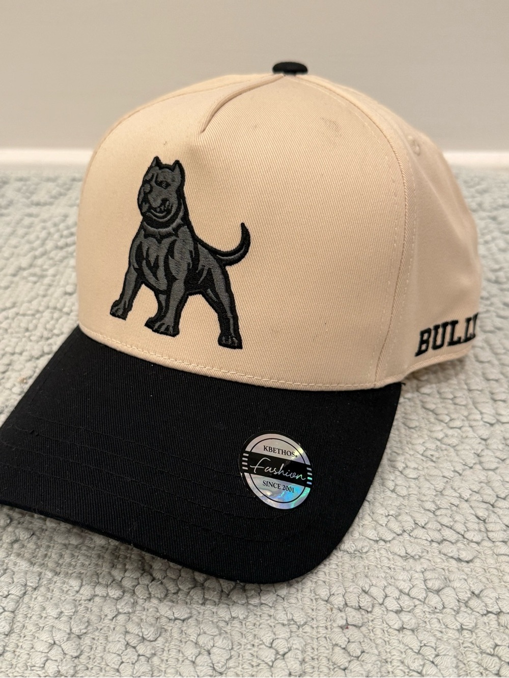 KBETHOS Two-Tone Beige and Black Pitbull SnapBack Cap LIKE NEW!!!